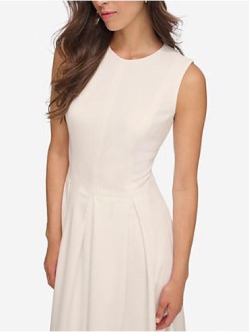Sleeveless Cream Fit-and-Flare Dress